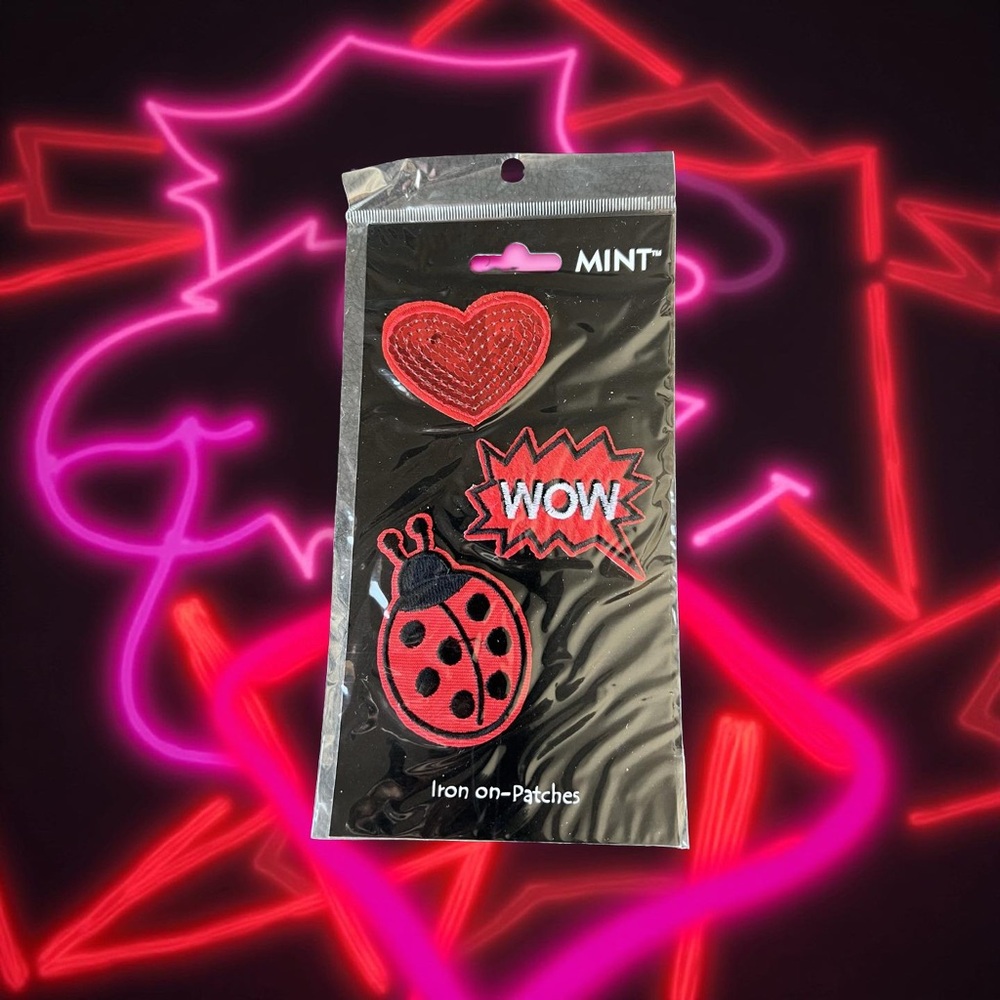 Embroidered Ladybug & Sequin Heart Iron-On Patches by Mint